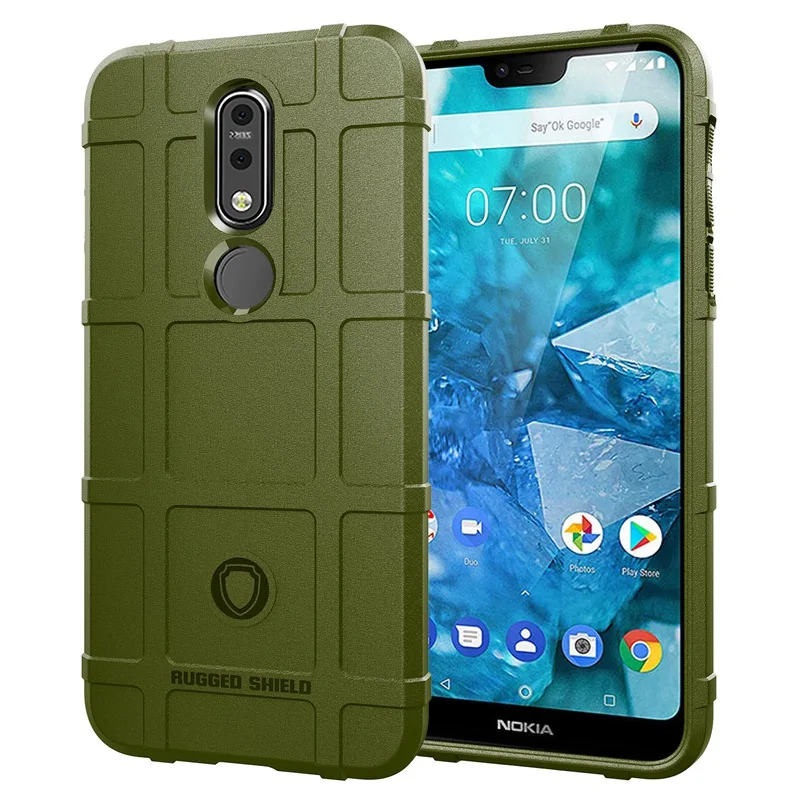 Ударопрочный резиновый чехол для Nokia 7 1 Plus X7 8 армейский зеленый мягкий