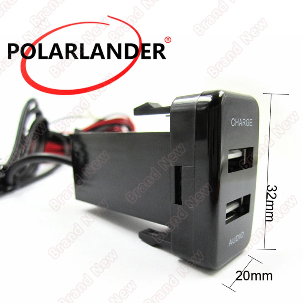 2.1A двойной USB Автомобильное зарядное устройство MP3 аудио плеер ABS для Toyota гнездо