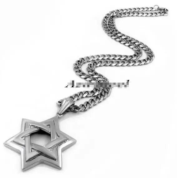 Мужское ожерелье из нержавеющей стали 316L большая звезда Давида кулон 5 мм 24 дюйма