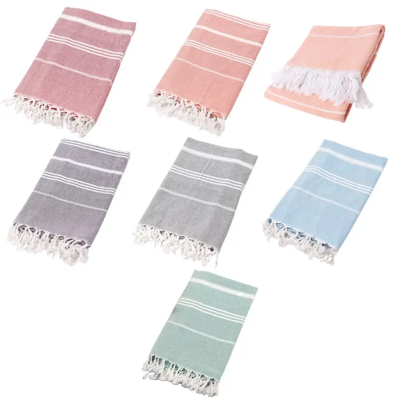 39х71-дюймовое банное пляжное полотенце хлопковое Полосатое турецкое с кисточками