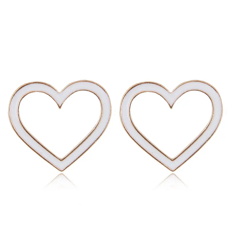 Kymyad Brincos New Heart Stud Earrings For Women Vintage Korean White Black Earings Fashion Jewelry Wholesale | Украшения и
