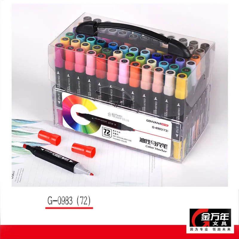 G0983-72colors Ноу спиртовой основе арт маркер скетч Перманентный цвет ing Профессиональный 120 цвет Pro дизайн тонкое долото двойной наконечник маркер ручка художника - Цвет: G0983-72colors