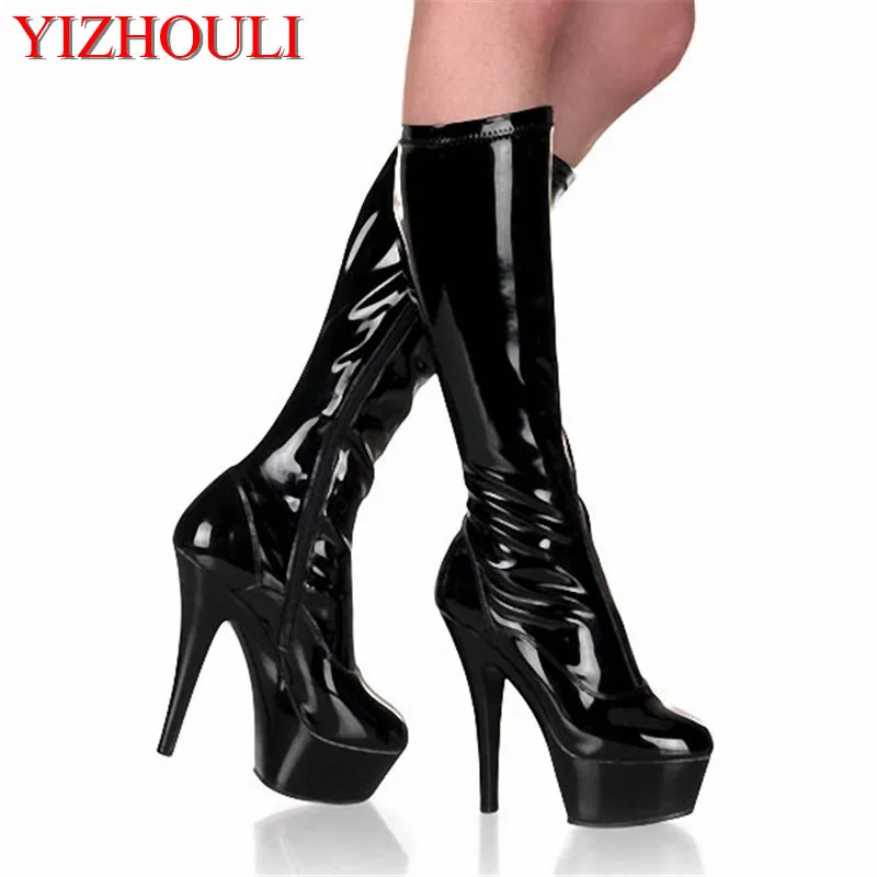 Sexy 15 cm high heel middle boots, model nightclub pole dancing shoes, autumn new dance boots