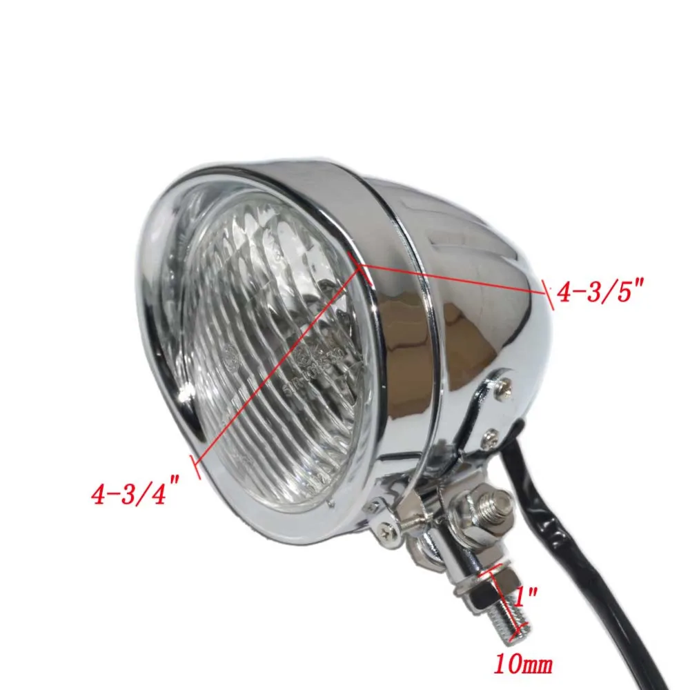 Chrome High Quality Motorcycle 4.5&quot Tri-Bar Visor Headlight Headlamp H4 60W/55W For Honda Yamaha Suzuki Kawasaki Cafe Racer |