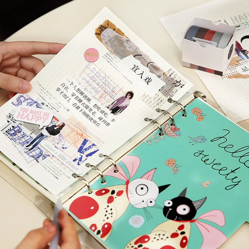 PVC A5 A6 Spiral notebook creative handbook two inner page set Korean lovely cute diary notebooks bullet journal