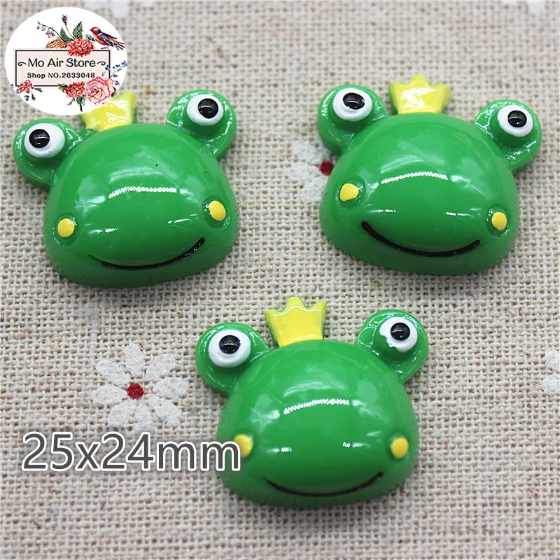 

10pcs resin Cartoon The Frog Prince flatback cabochon for Hair Bow Center, scrapbook,DIY craft 25mm