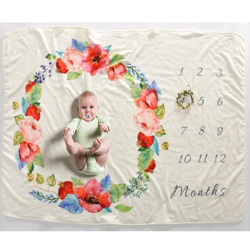 Сделай Сам фотография веха одеяло реквизит для малышей печать новорожденных
