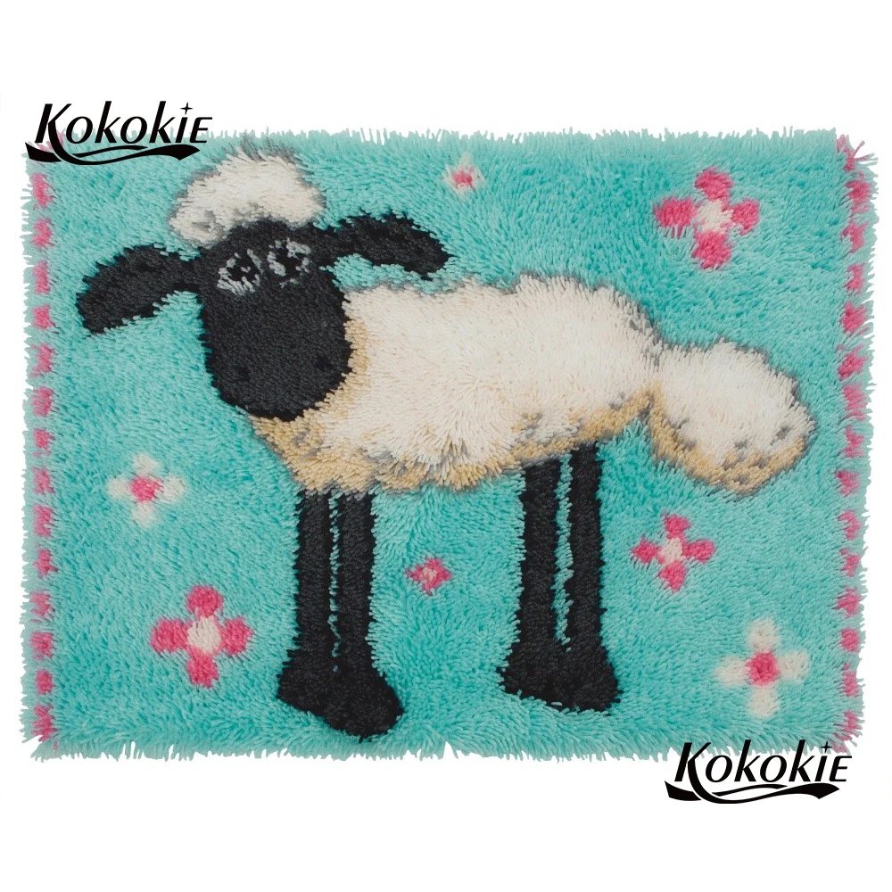 

diy tapijt latch hook rug canvas printing sheep vloerklee handwerken knooppakket crochet needle for carpet embroidery Handmade