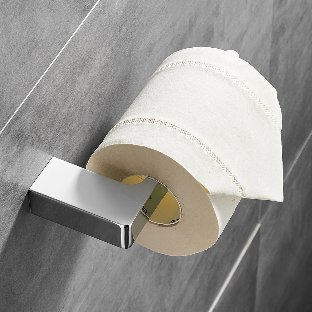 Paper Holders Euro Silver Bathroom Accessories Solid Chrome Toilet WC Paper Holder Roll Holder Without Cover FM-5786L