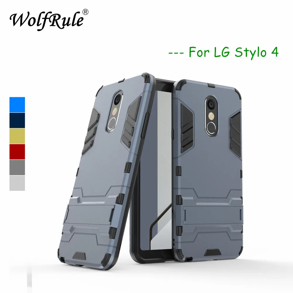 

WolfRule sFor Case LG Stylo 4 Cover Rubber + Hard Plastic Kickstand Back Case For LG Stylo 4 Phone Fundas For LG Stylo4 Shells