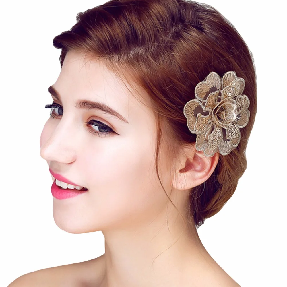 1 Piece Bridal Wedding Hair Jewelry Lace Flower Sticks Women Party Dress Accessory Bride Headwear | Украшения и аксессуары