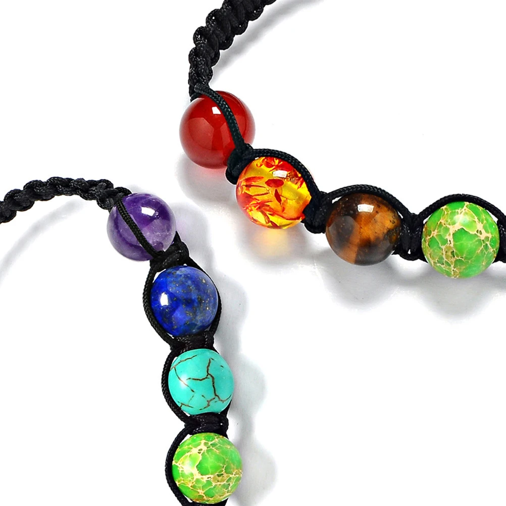 PIXNOR женские мужские браслеты из натуральных круглых камней Плетеный веревочный