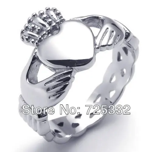 Нержавеющая сталь унисекс Claddagh сердце Корона кольцо Модные Ювелирные изделия