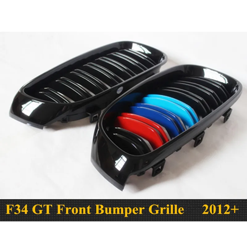 1 пара из глянцевый черный передняя решетка радиатора для BMW 3 серии GT F34 2012 2016