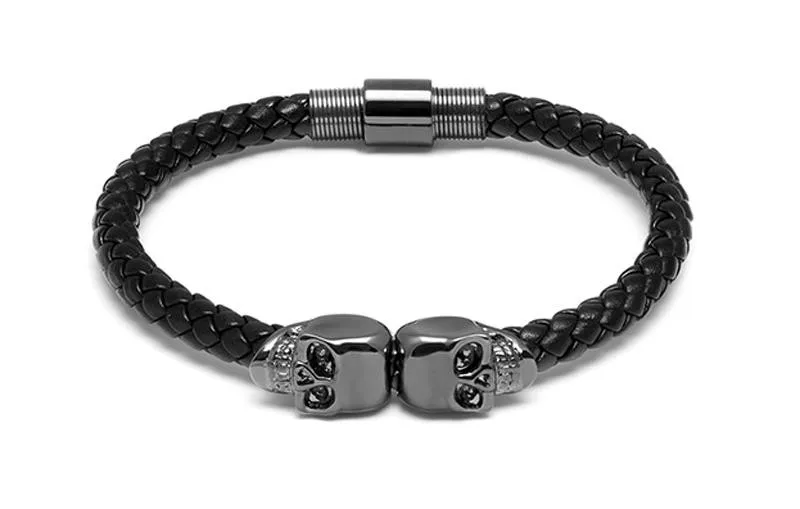 Модный мужской кожаный браслет Northskull из нержавеющей стали с золотым и черным