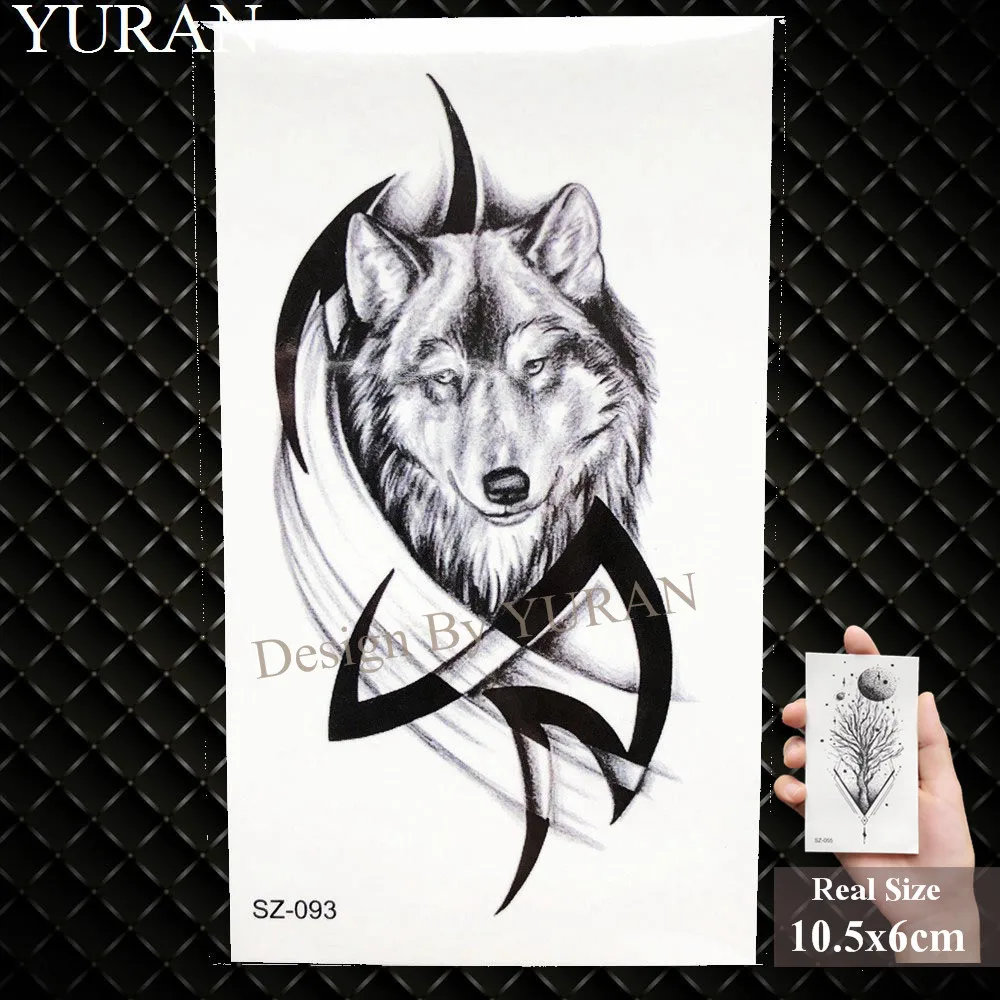 YURAN Diamond Timber Black Mountain Fox временная татуировка мужской стикер тело луна
