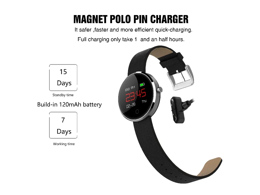 KAIHAI Фитнес браслет pulseras кожаный умный Браслет кровяное давление монитор сердечного ритма часы reloj inteligente
