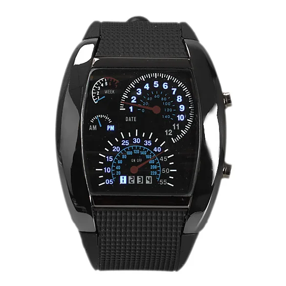Оранжевый Men Military LED Backlight Digital Quartz Wristwatch Sports Watch Rubber Band Adjustable Brightness NR-shipping - Название цвета: Оранжевый
