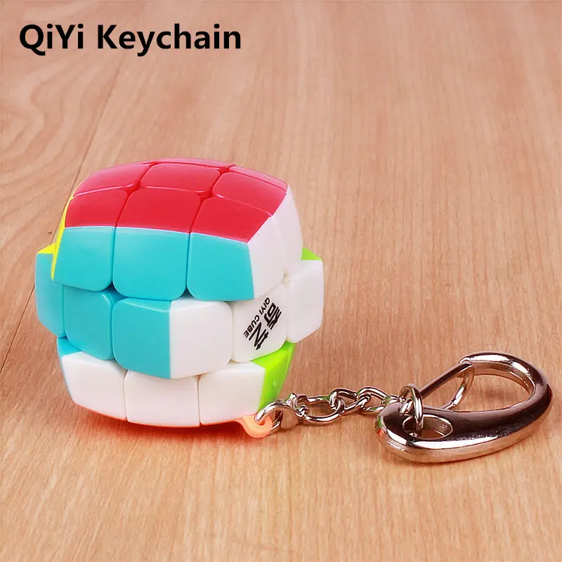 Qiyi-llavero de cubo m&aacute;gico de 3cm, Mini llavero de velocidad 3x3x3, pegatina de cubo m&aacute;gico sin giro, rompecabezas, juguete para regalo, llavero inteligente, decoraci&oacute;n Linda-3