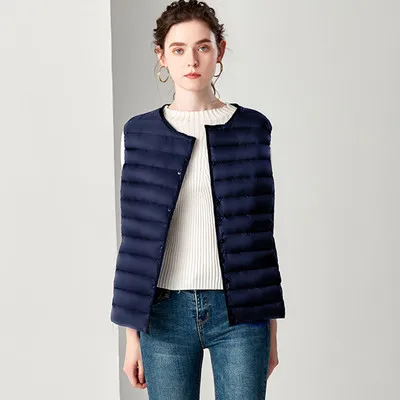 GMPWAT Повседневная однотонная зимняя женская пуховая жилетка модная без рукавов