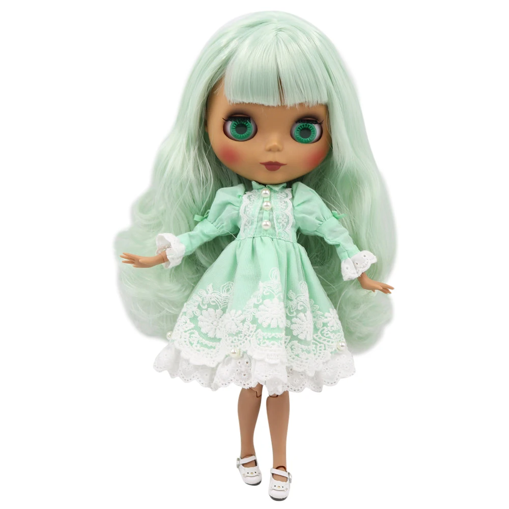 Кукла Blyth BL4278 от ICY DBS черная кожа матовое лицо тело без одежды зеленые