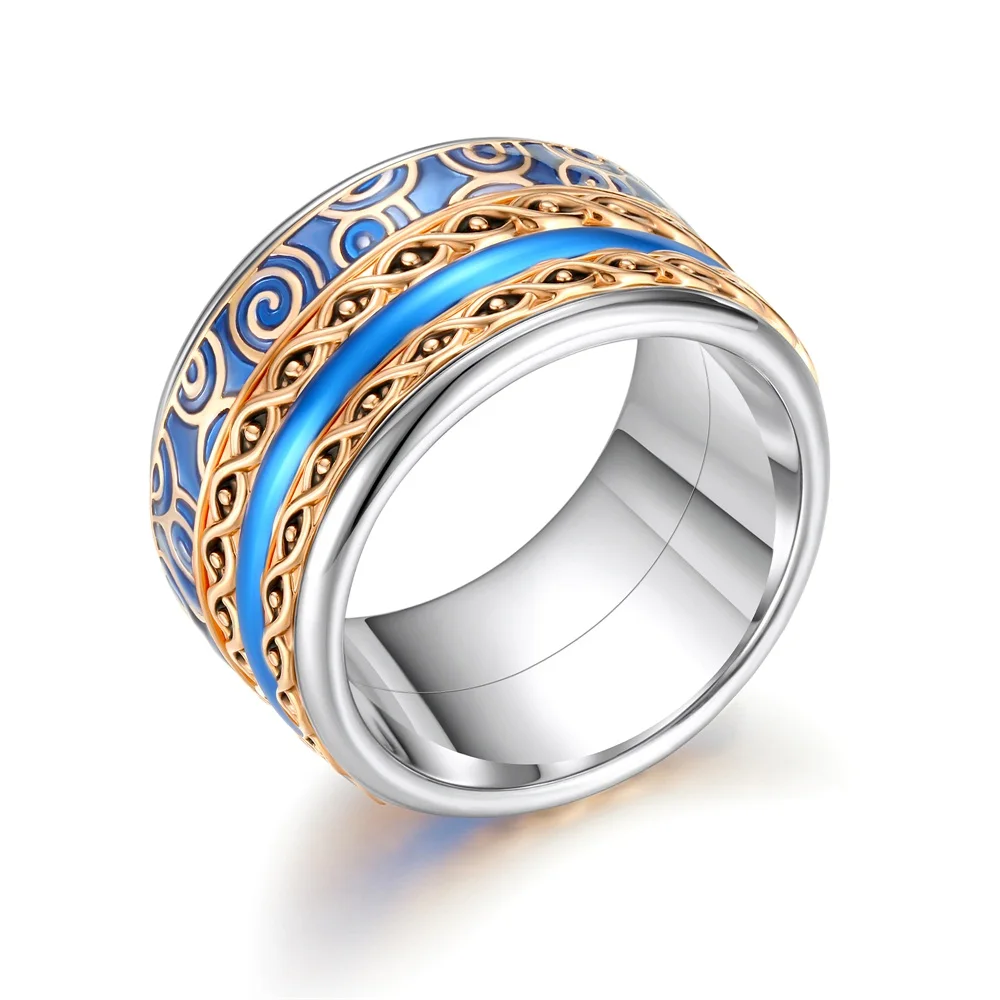 Floya Stainless Steel Rings For Women Interchangeable Rotatable Big Wedding Ring Band Aneis Feminino Anillos Mujer Layers Ring