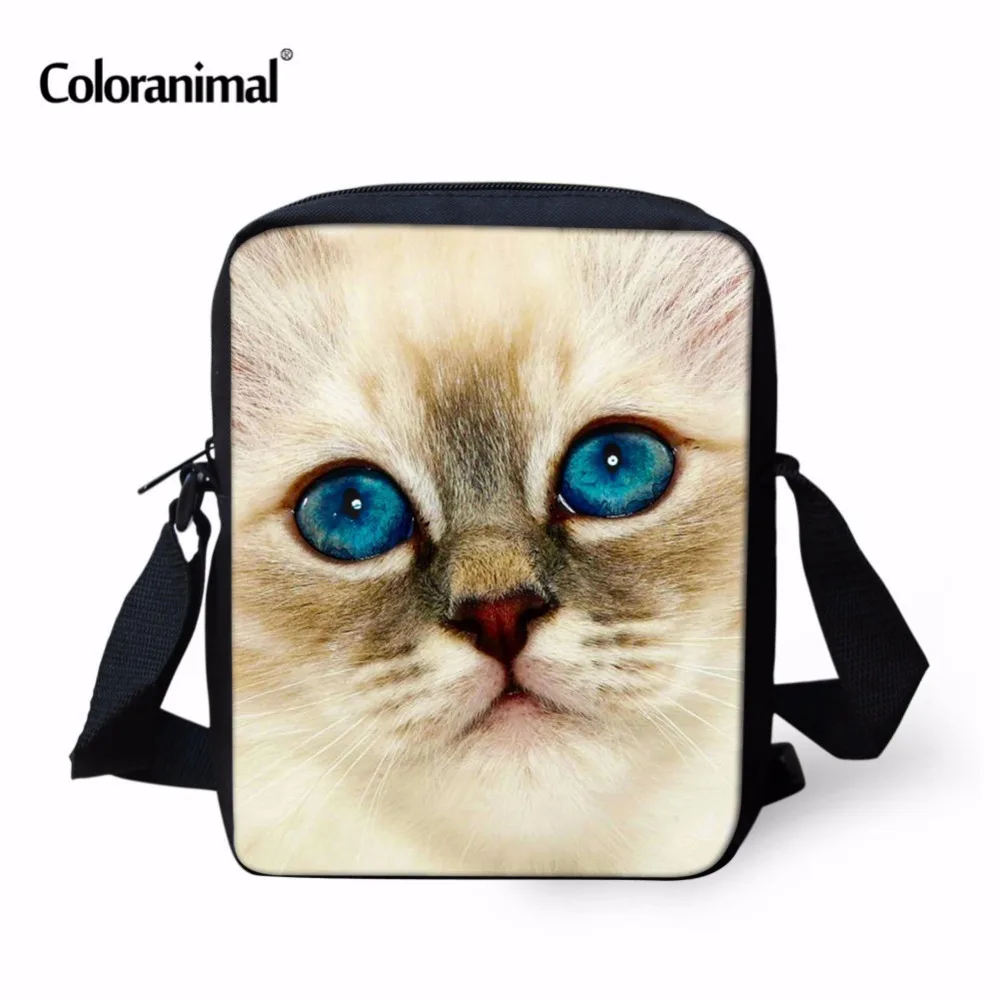 Coloranimal 3D Мини женские сумки посыльного леди милый кот печати сумка через плечо