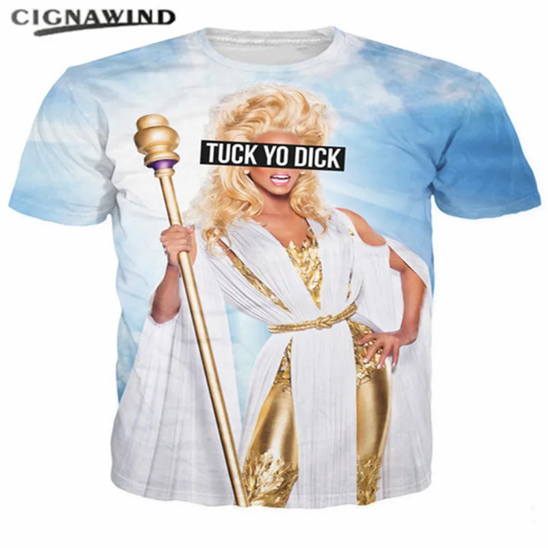 Новый Забавный летний топ Tuck Yo Dick RuPaul 3D Футболка с принтом мужская и женская