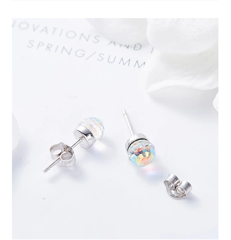 CDE 925 пробы серебряные серьги украшенные кристаллами Swarovski Красочные Круглые Женские серьги-гвоздики подарочный набор украшений для ушей