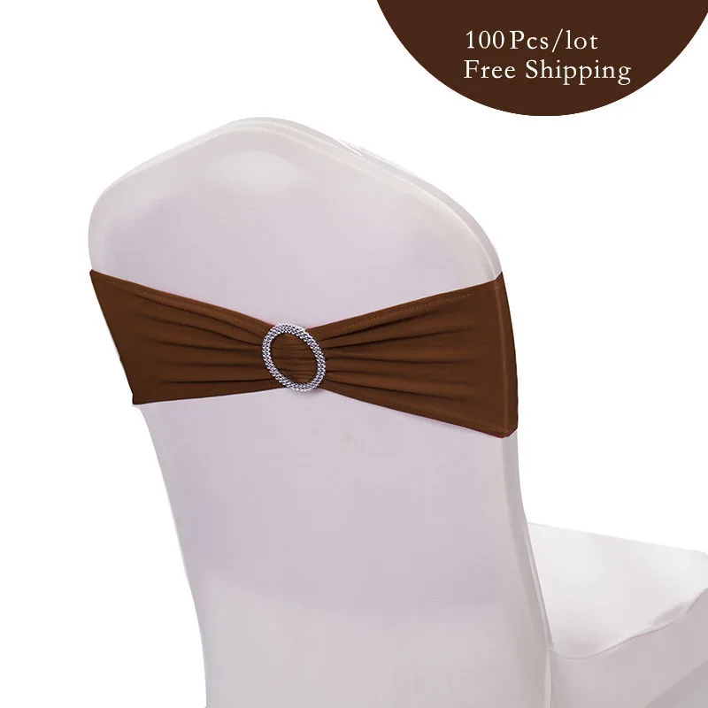 100PC/Lot Wedding Decoration Spandex lycra Chair Bands with Plastic Buckle Elastic chair sashes Bows for wedding banquet party | Дом и сад