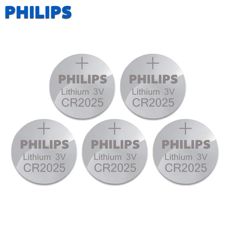 Philips 5 шт. CR2025 литиевая батарея таблеточного типа для Батарея DL2025 BR2025 KCR2025 сотовый батарейки-таблетки 3V CR 2025 для мобильного часо-Электронная игрушка пульт дистанционного управления