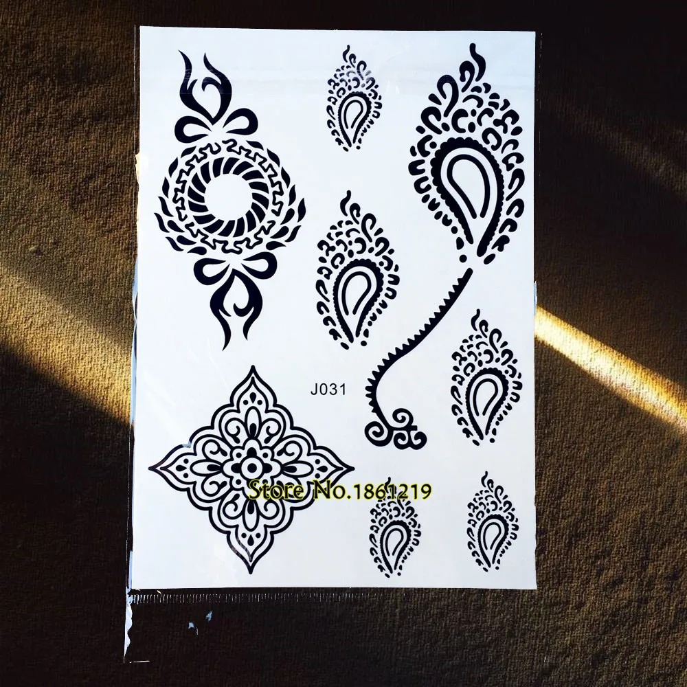 Большие временные тату наклейки черная хна браслеты 20x15 см ювелирные изделия для