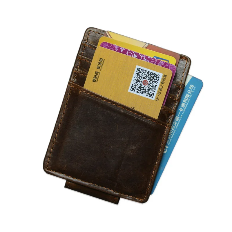 Мужской Тонкий удобный кошелек из натуральной кожи винтажный Crazy Horse/масло воском