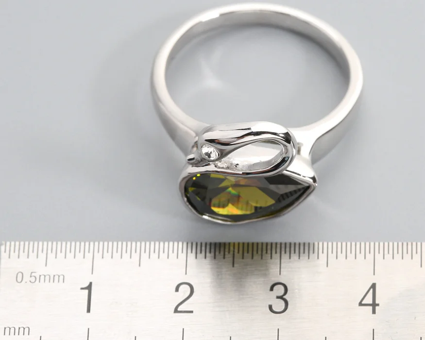 Лебедь оливин Перидот 10*14 мм полудрагоценный камень серебро Крутое для женщин