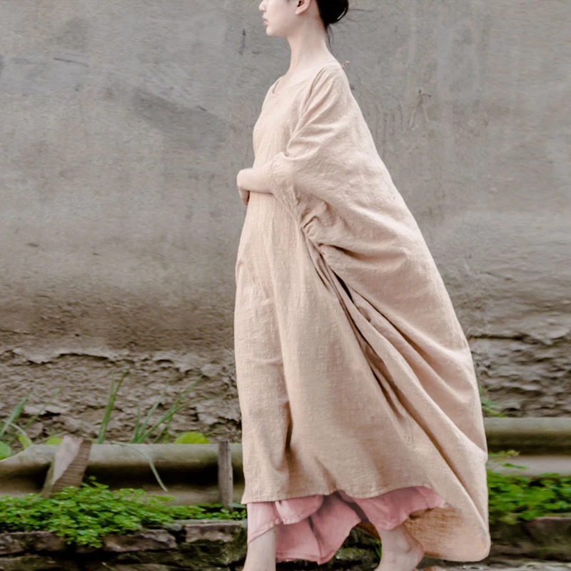 SCUWLINEN/2019 винтажное женское летнее платье стильное свободное средней длины плюс