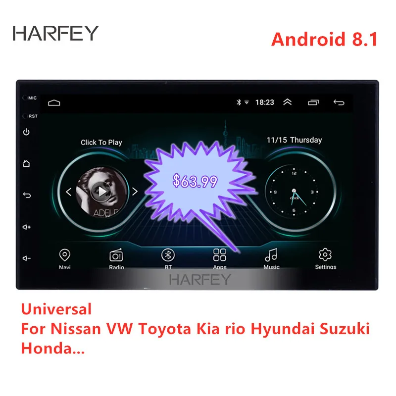 Harfey 2Din 7 'ɺndroid 8 1 универсальный автомобильный радиоприемник gps для NISSAN TOYOTA KIA VW