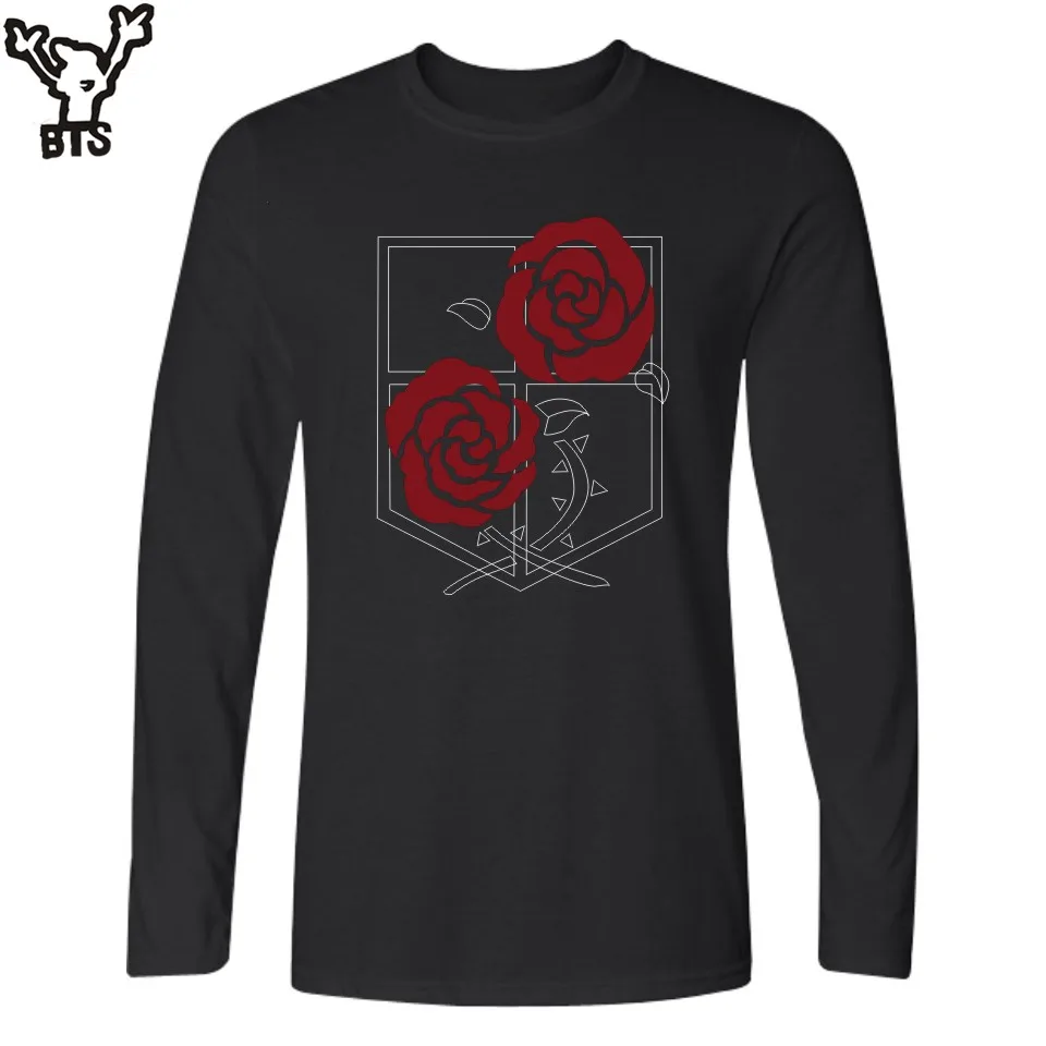 Футболка мужская с длинным рукавом топ аниме Атака Титанов хлопок популярная в