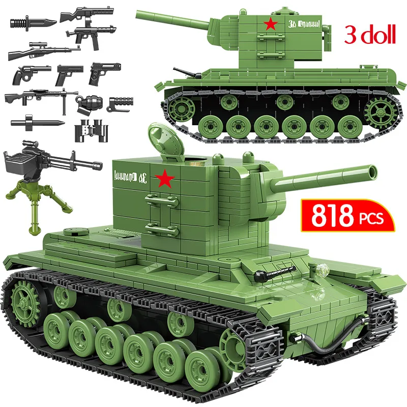 818 шт. городской военный KV 2 тяжелый панзер Танк строительные блоки совместимый WW2 советский Танк полиция Кирпичи игрушки для мальчиков - Цвет: no original box