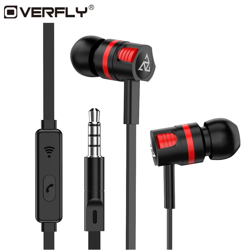 Проводные наушники Overfly JM26 спортивные с микрофоном в ухо стерео Hifi гарнитура для