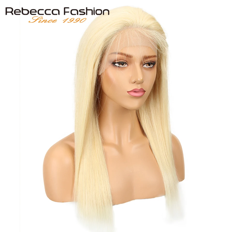 Rebecca 613 блонд кружева перед парик с волосами младенца Remy бразильские прямые человеческие волосы 613 фронтальные Парики 14-18 дюймов 150% Плотность