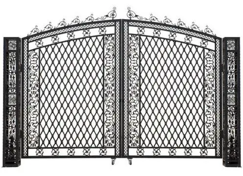 

Aluminum Driveway Tall Entry Gate Wide Dual Swing Bridgeton Moore, 127''H.