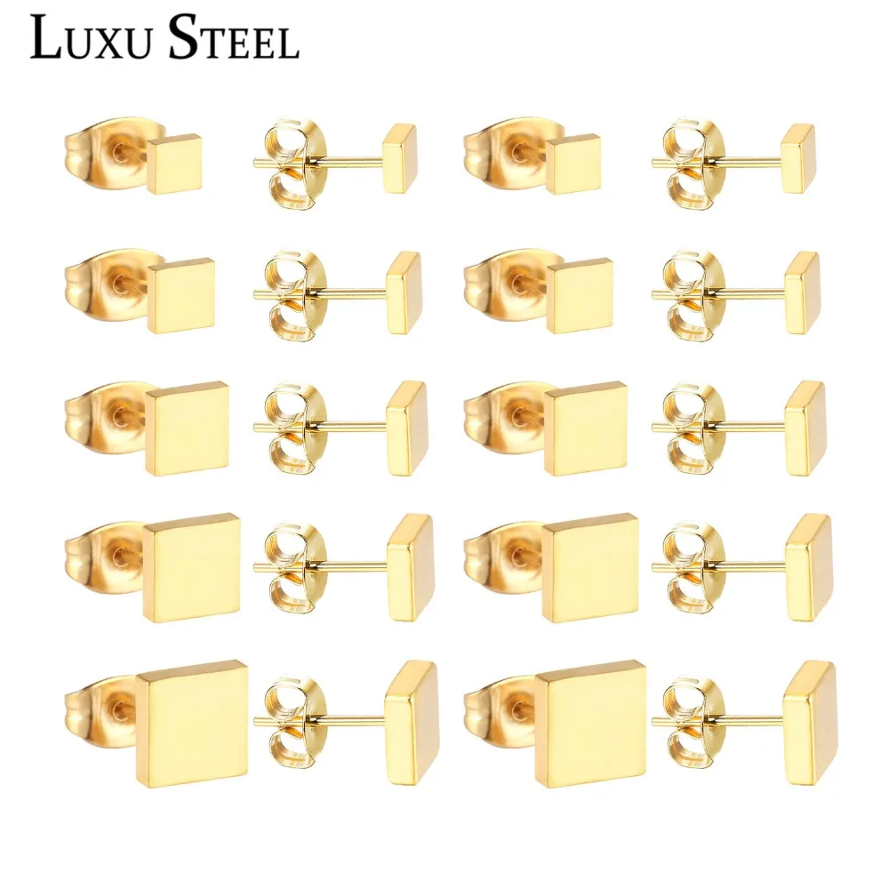LUXUSTEEL 10 парт/лот серьги из нержавеющей стали геометрические золотого цвета