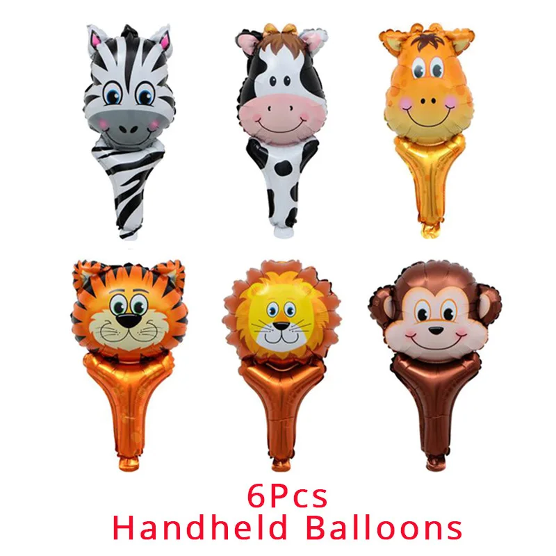 Lion King Jungle Safari Party Tableware Set Decor Tropical Theme Birthday Party Decoration Kids Gift and Favors Drinking Straws - Цвет: 6pcs Balloon