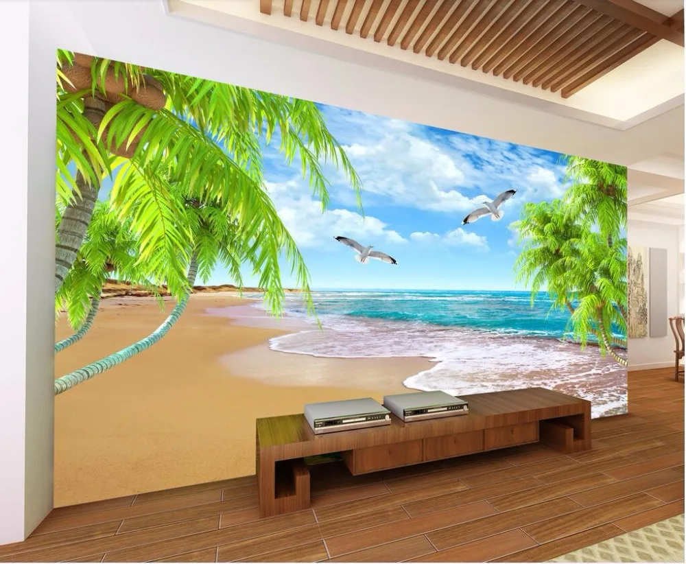 

Custom photo 3d room wallpaper Cool summer coconut tree TV background wall improvement 3d wall murals wallpaper for walls 3 d