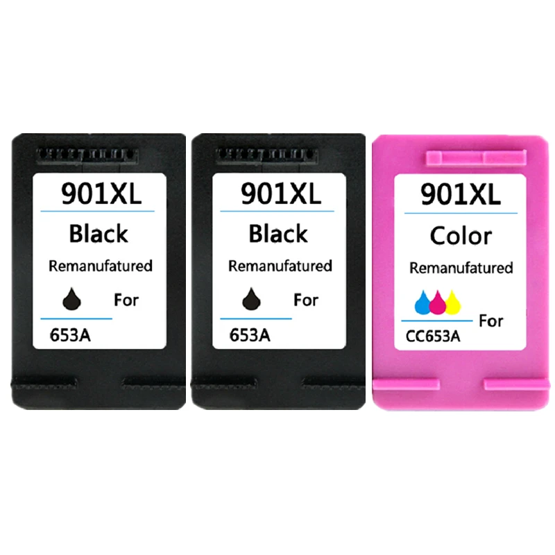 3 шт. чернильный картридж 901XL 901 совместимый для HP беспроводной J4680 J4524 J4535 J4585 J4624 J4660