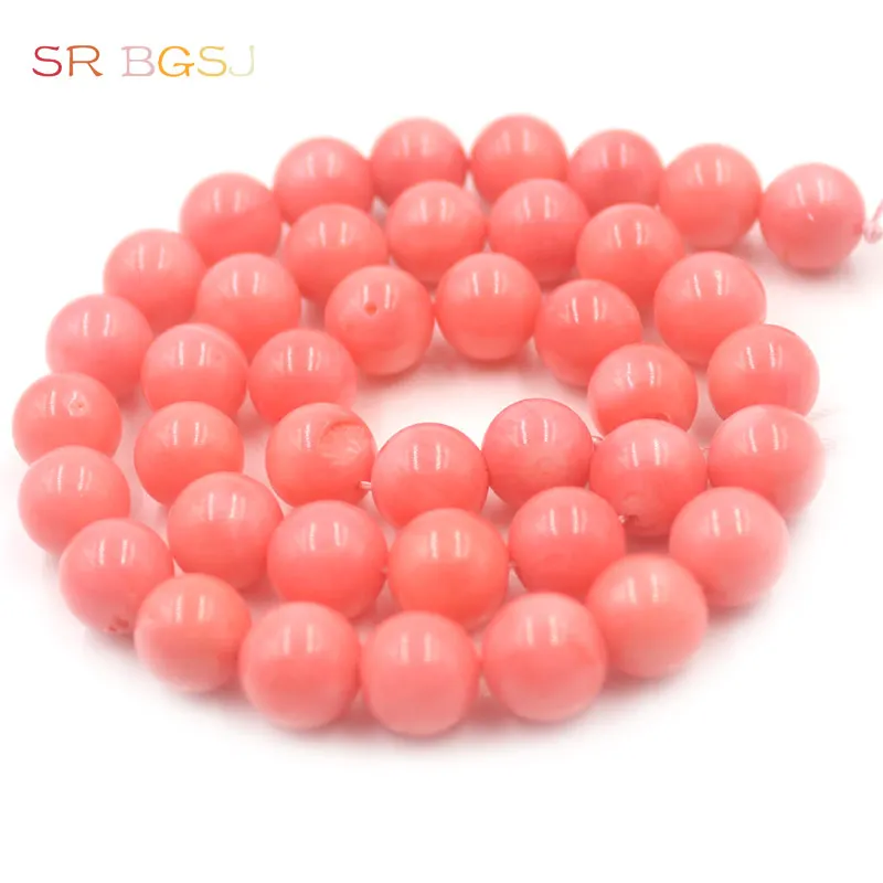 Free Shipping 4 6 8 10 9 11mm Wholesale Round Pink Coral Sea Bamboo Gems Natural Jewelry Beads 15&quot|jewelry beads|beads free shippingbead