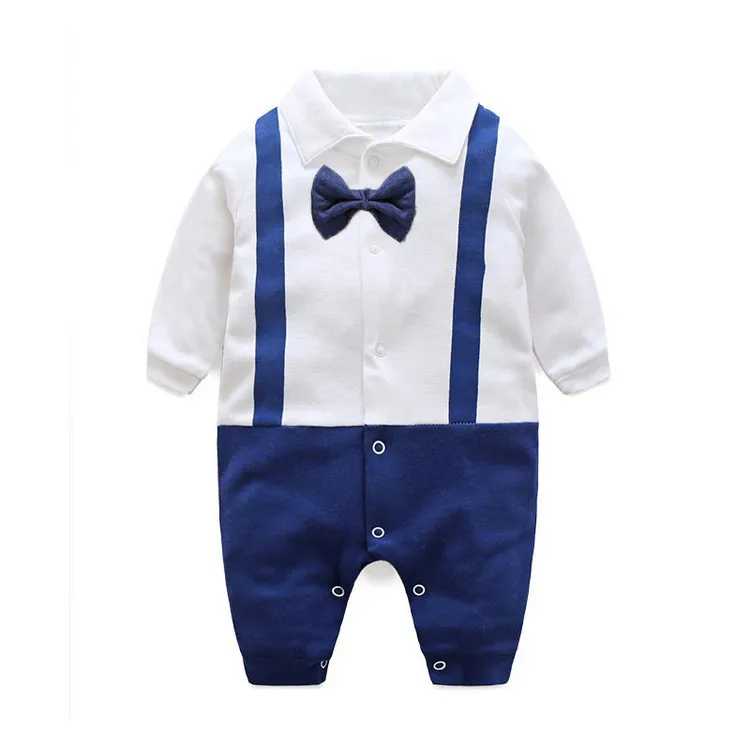 Одежда для новорожденных мальчиков джентльменский комбинезон с длинным рукавом