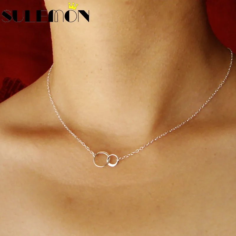 Модное золотое/серебряное ожерелье с круглыми цепочками двойными петельками для