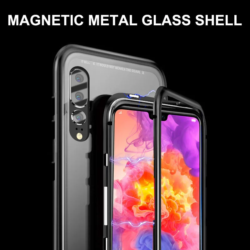 Case Huawei P20 Lite Magnetic Anti-knock Cover For Pro Aluminum Alloy Frame And Tempered Glass Back |