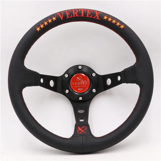 Красный Красный/синий Vertex 13 дюймов натуральная кожа Вышивка Drift спортивные Рули - Цвет: Красный